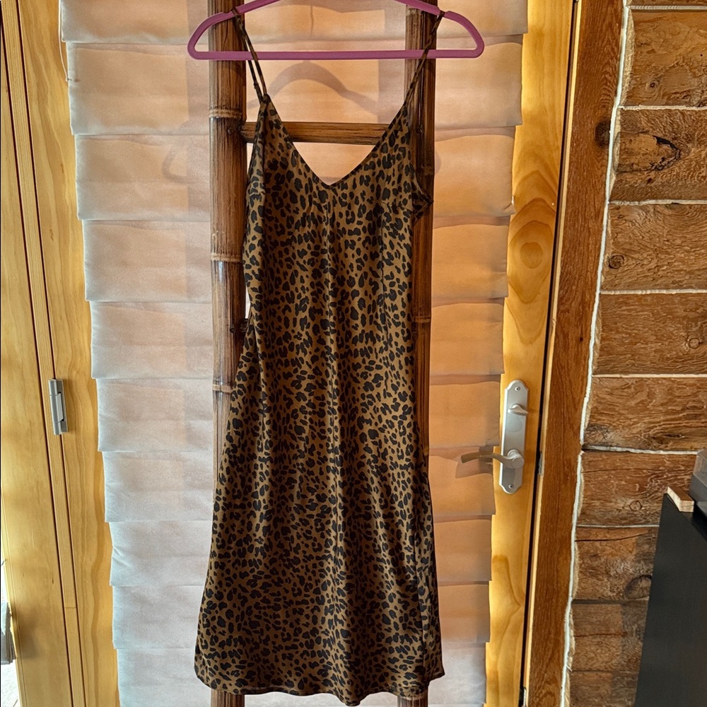 Leopard Print Slip Dress - Brown & Black